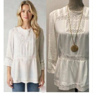 J Crew  White Blouse TopnLaceynPeasant